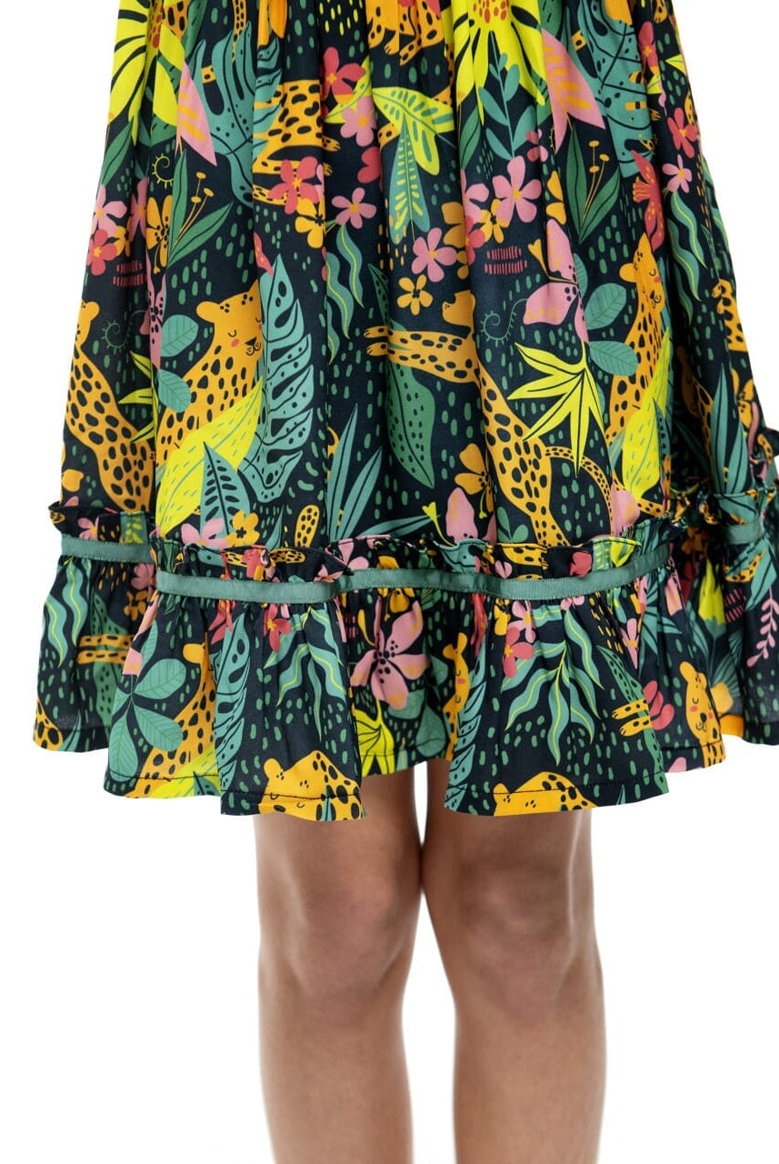 Upclose picture of Nati Jungle dress to show design.