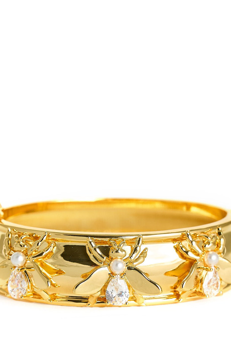 Bee Hinged Cuff - 18k Gold Plated-Briton Court