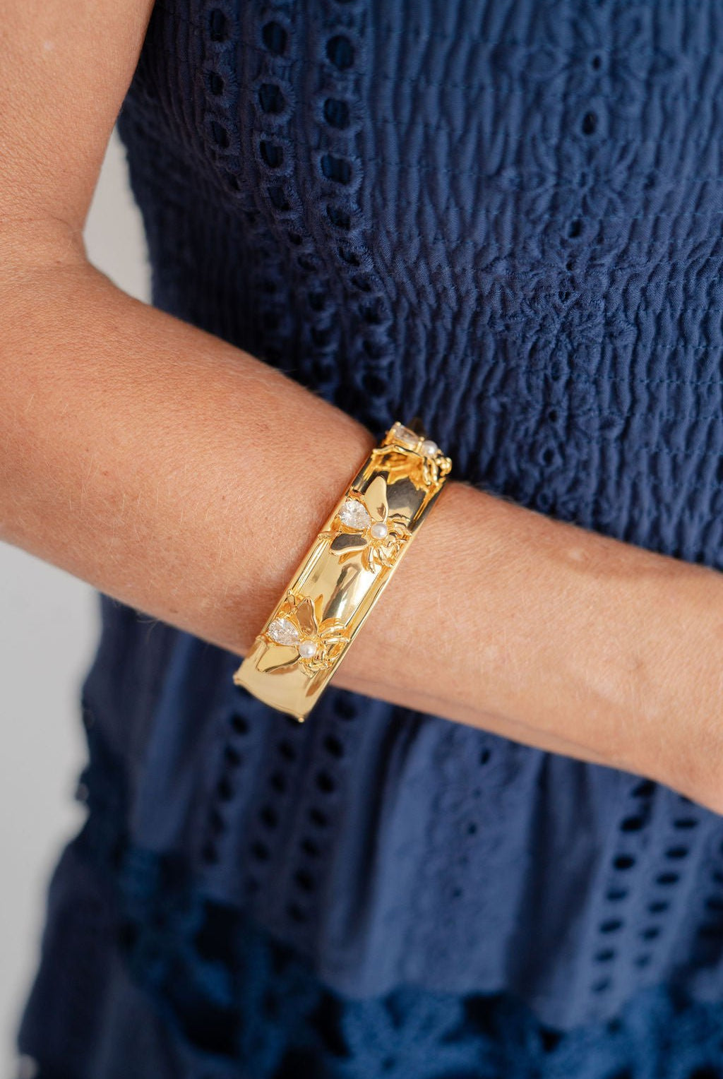 Bee Hinged Cuff - 18k Gold Plated-Briton Court