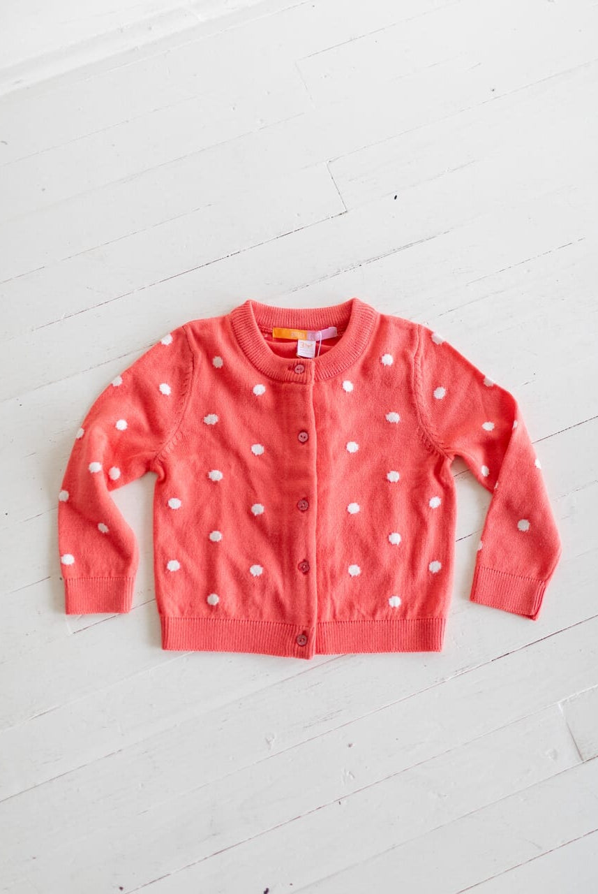 Evelyn Girls Cardigan- Pink Polka Dot-Briton Court