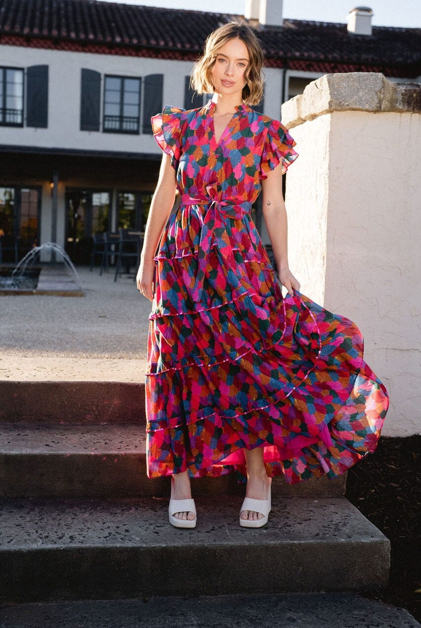 womens printed maxi dress - briton court