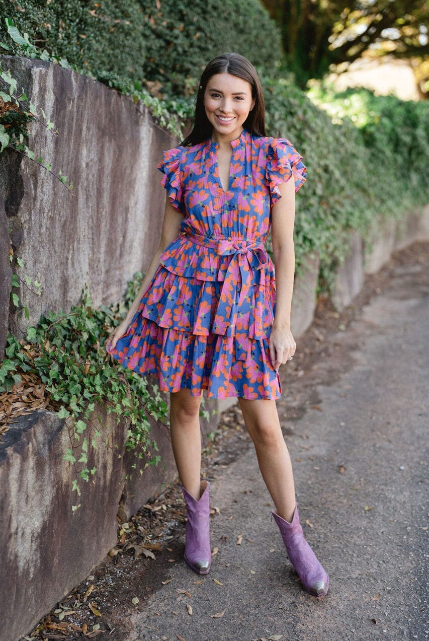 womens mini ruffle dress - briton court