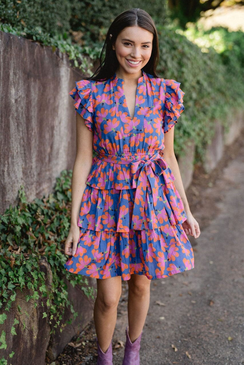 womens mini ruffle dress - briton court