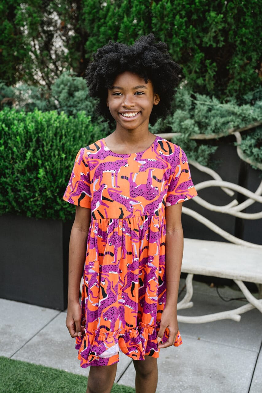 Girls Jenny Cheetah Dress- Orange Crush-Briton Court