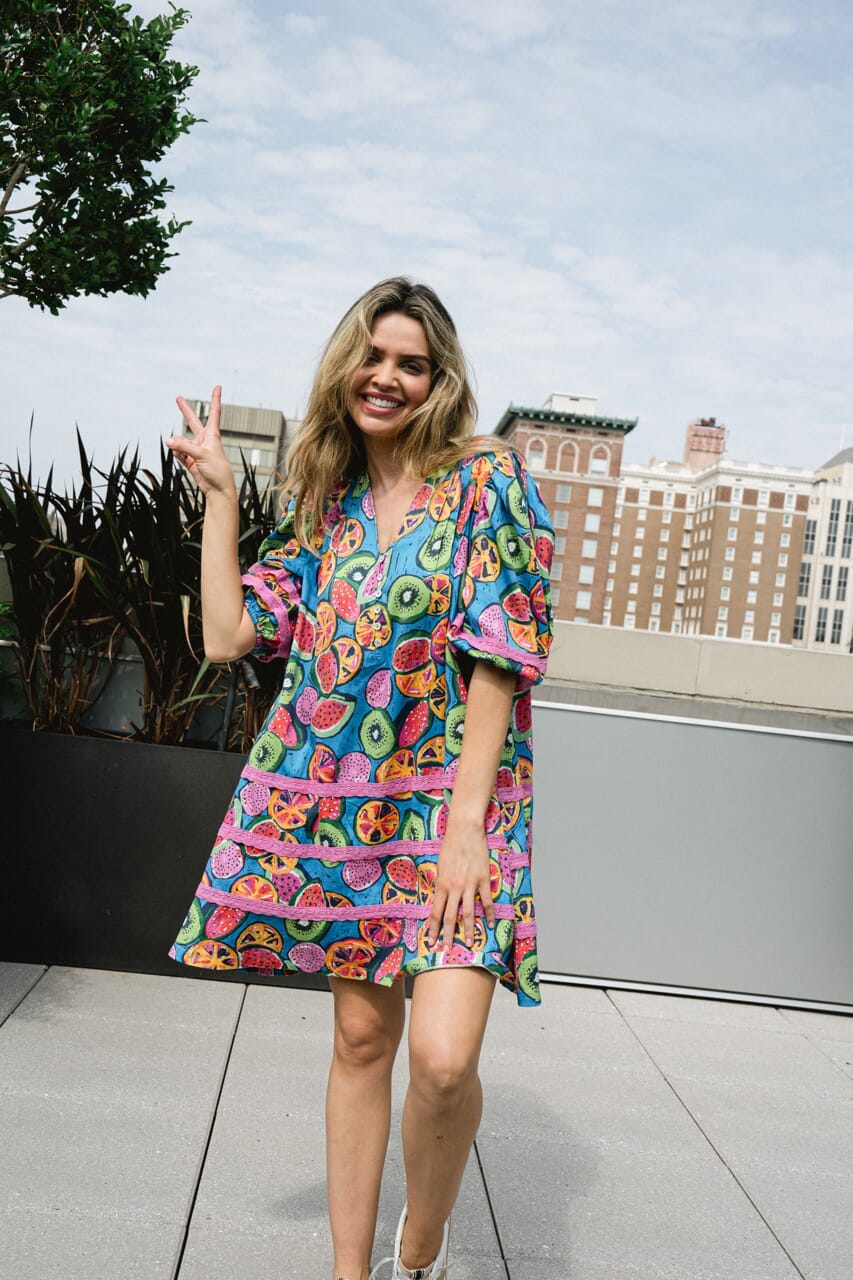 Woman wearing Briton Court dress