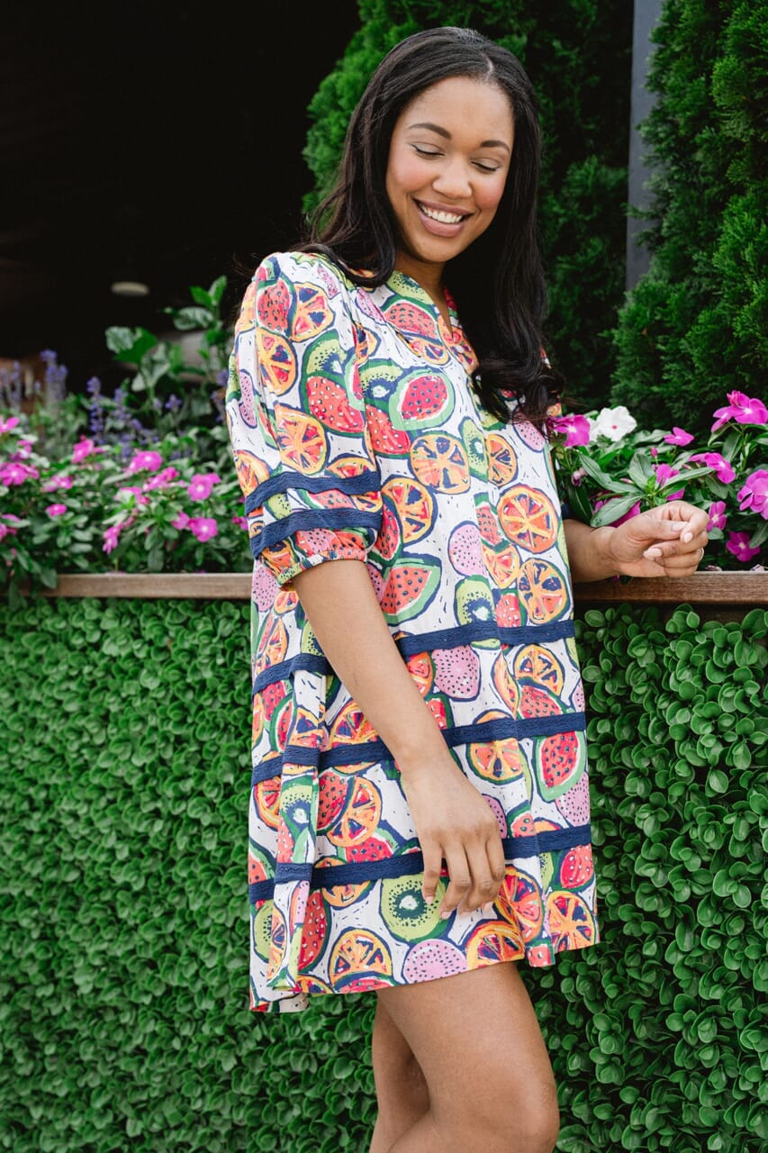 Woman wearing Briton Courts dress