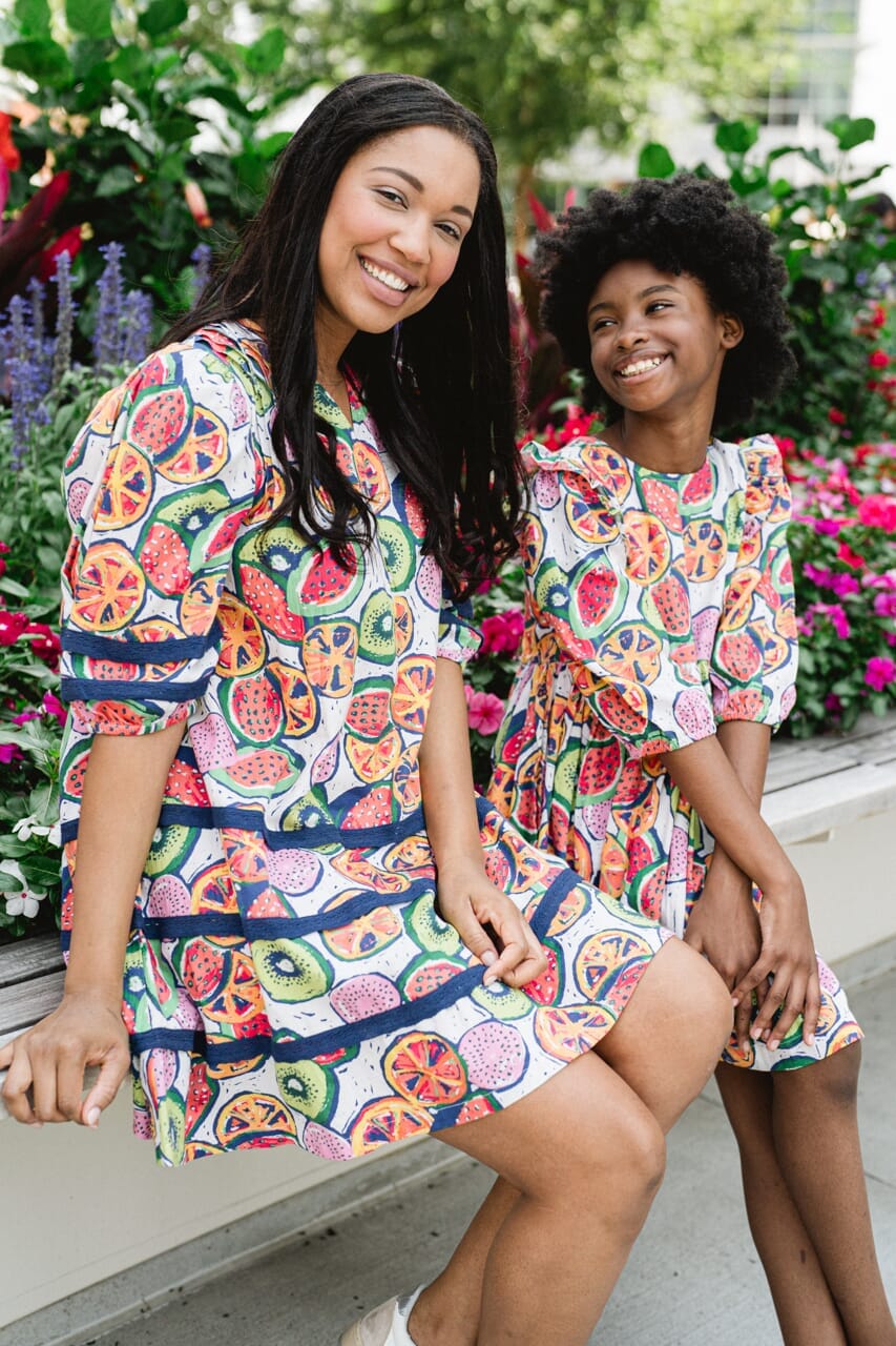 Woman and girl wearing Briton Court dresses