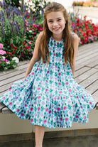 girls blue printed dress - briton court