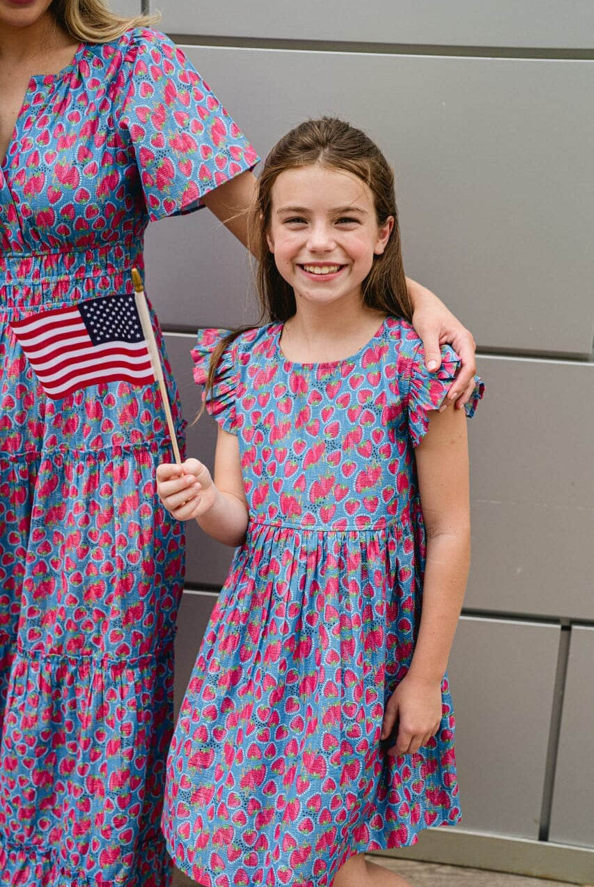 girls strawberry printed dress - briton court