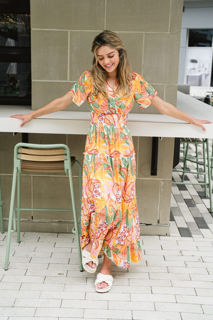 womens printed maxi dress - briton court