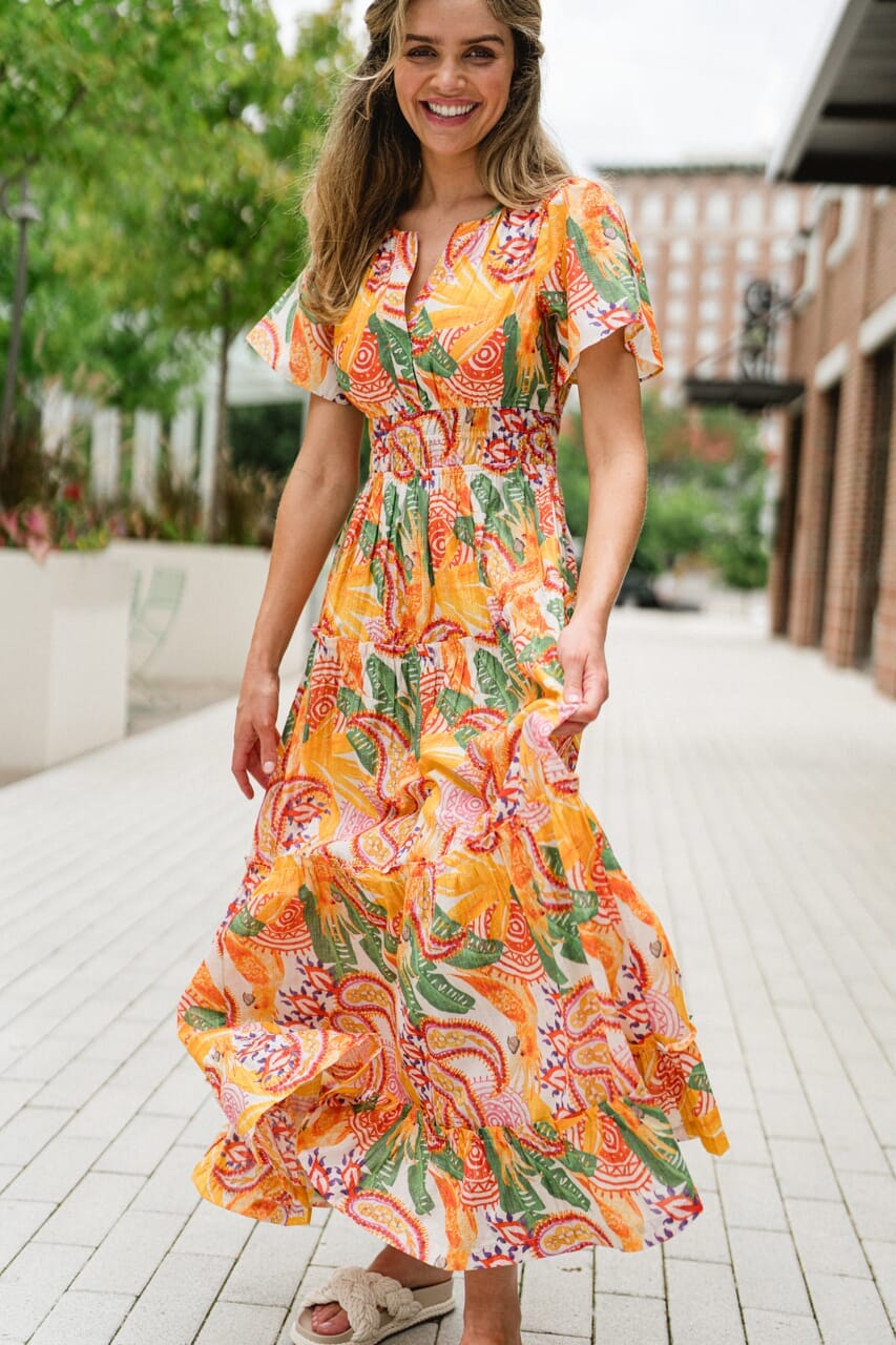womens printed maxi dress - briton court