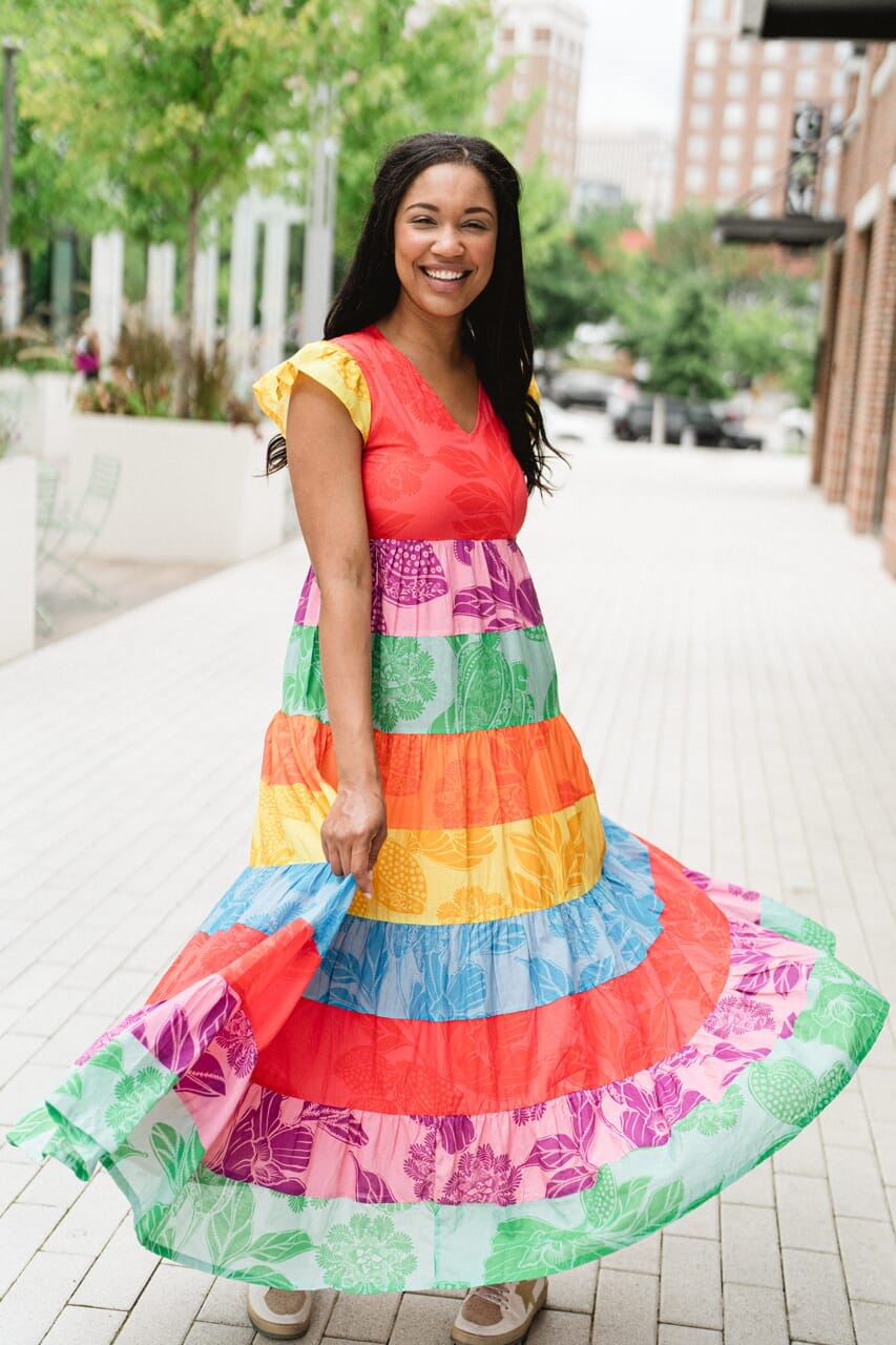 womens rainbow maxi dress - briton court