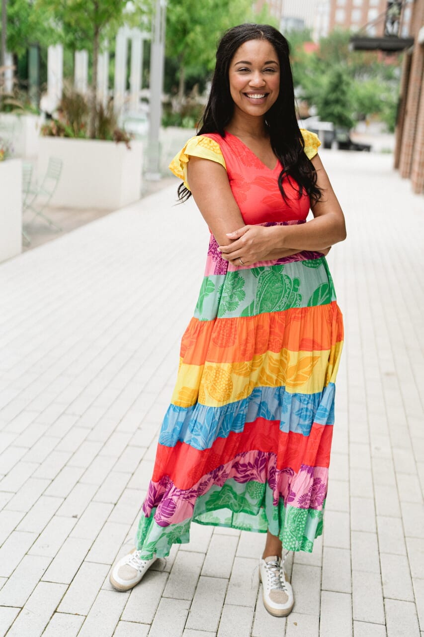 womens rainbow maxi dress - briton court