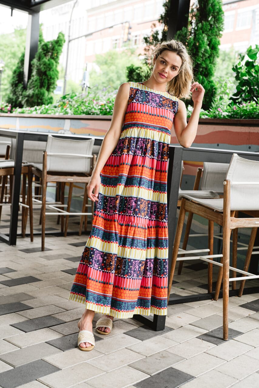 womens printed maxi dress - briton court