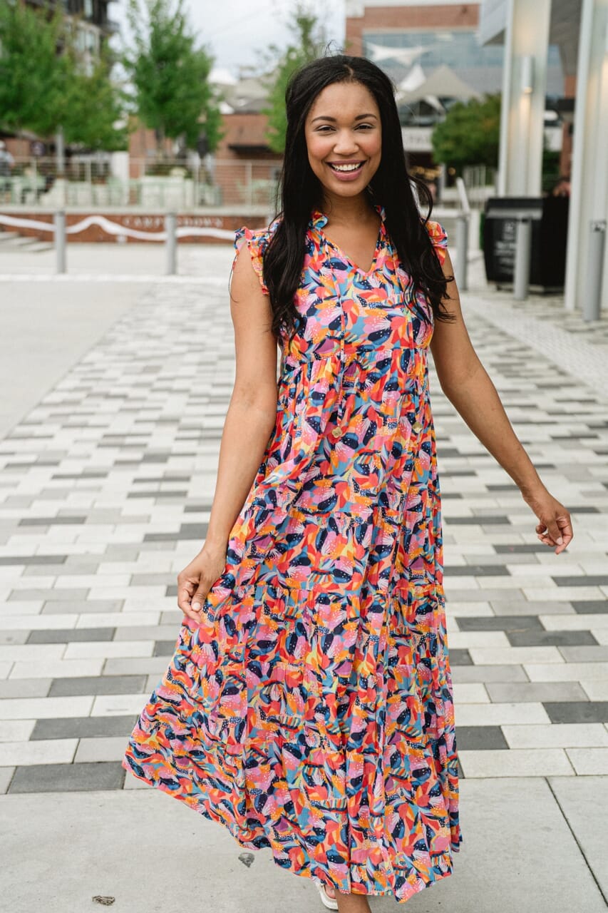 womens printed maxi dress - briton court