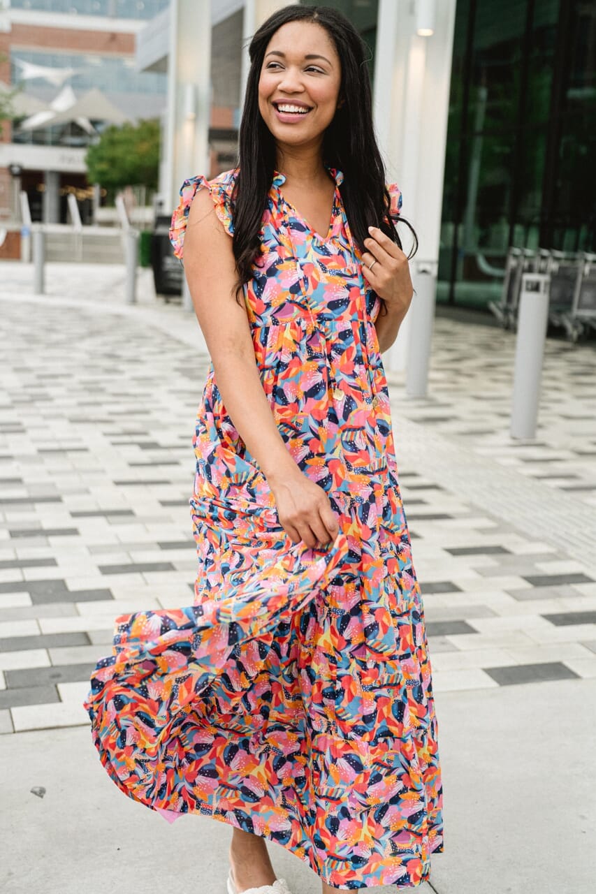 womens printed maxi dress - briton court