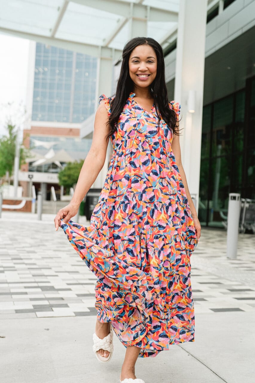 womens printed maxi dress - briton court