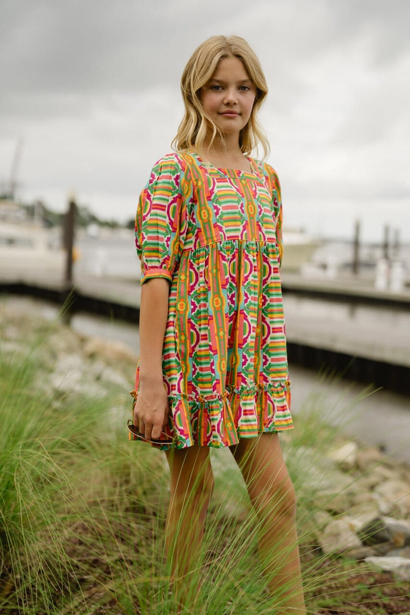 midi kenzie dress briton court Girls while the puff sleeves Color:rose Sage Green Floral Hand DBIFA