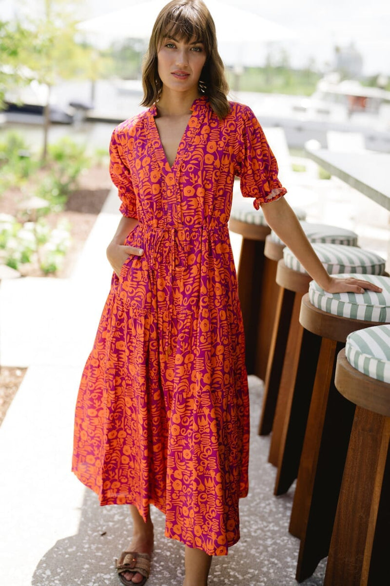 knee length dresses for ladies Kayley Midi Dress Abstract Floral S