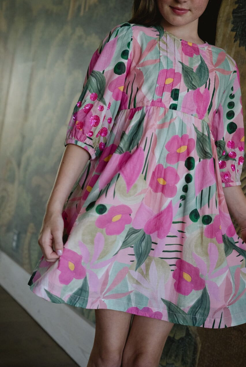 Girls Eva Dress- Frosted Blush-Briton Court