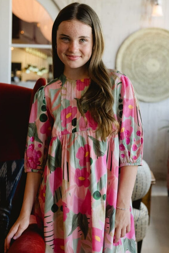 Girls Eva Dress- Frosted Blush-Briton Court