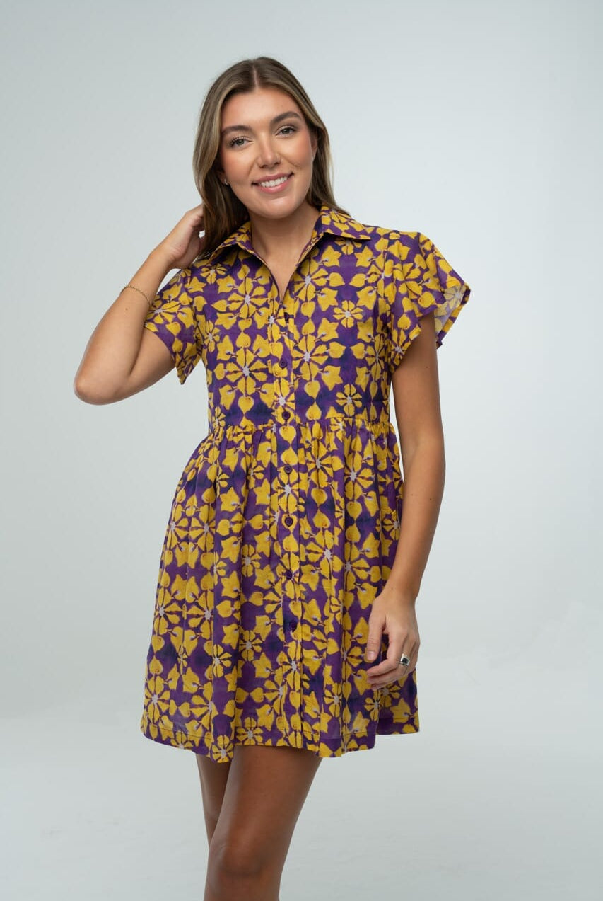 Frenchi Mini Gameday Dress- Purple & Gold-Briton Court