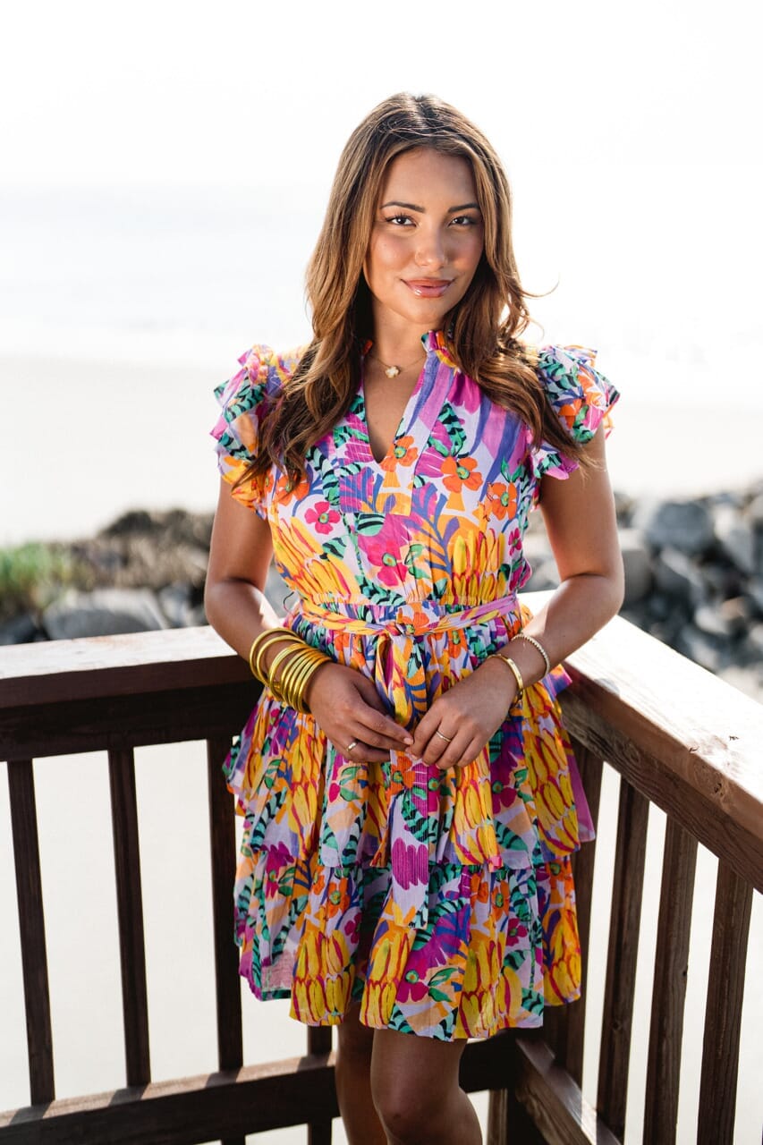 Woman wearing Briton Court dress