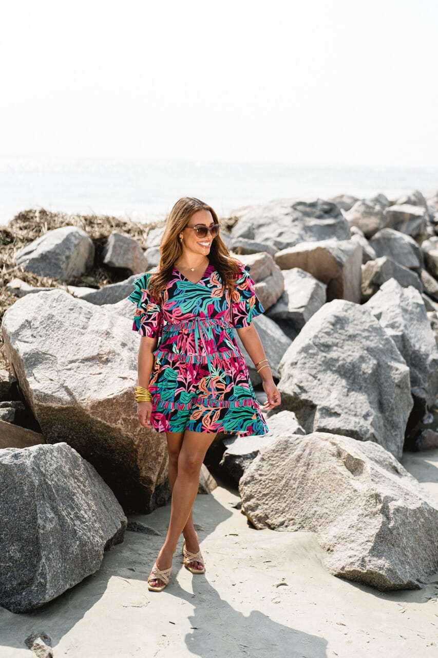 Woman wearing Briton Court dress