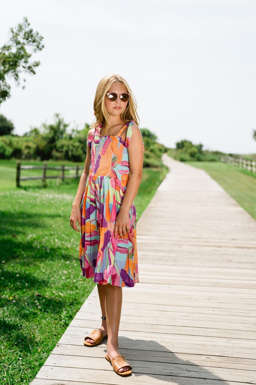 Girls Della Smocked Floral Dress-Briton Court