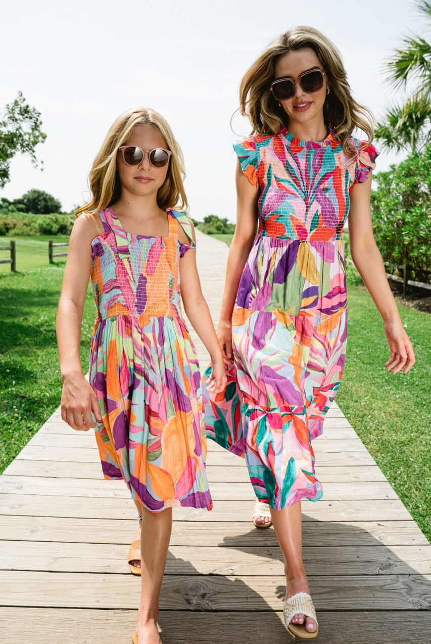 Girls Della Smocked Floral Dress-Briton Court