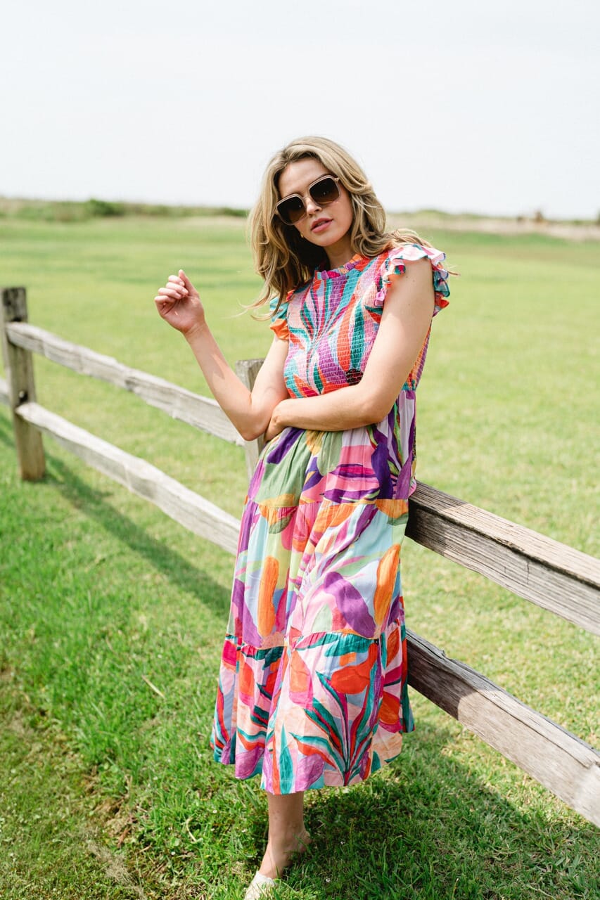 Woman wearing Briton Court dresses.