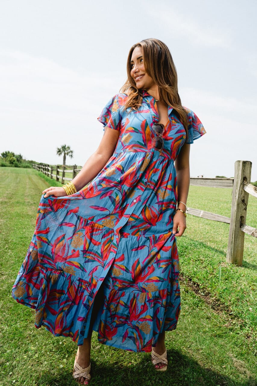 womens printed maxi dress - briton court