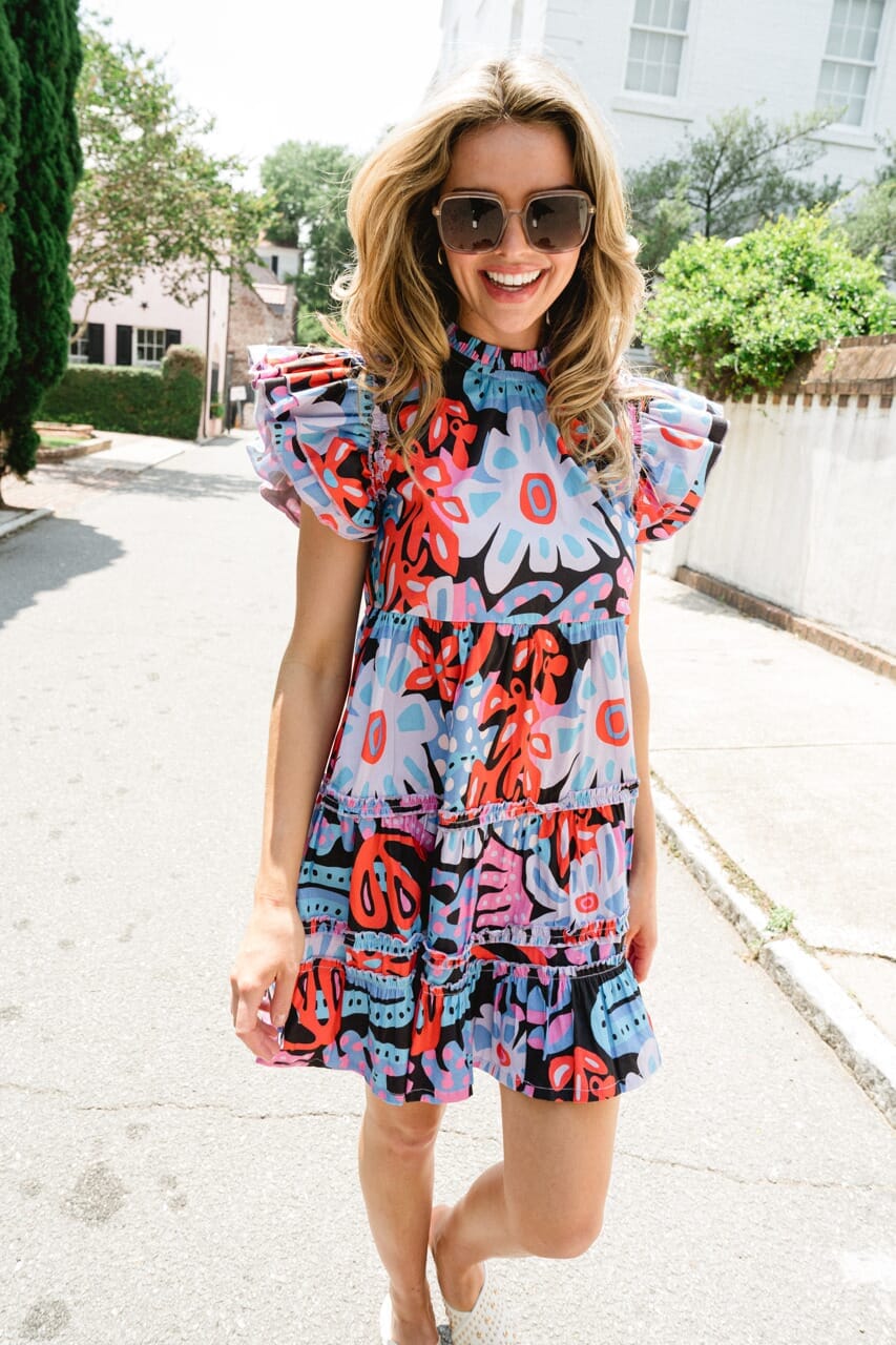 womens printed mini dress - briton court