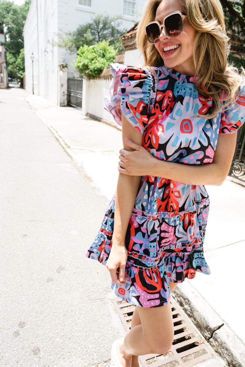 womens printed mini dress - briton court