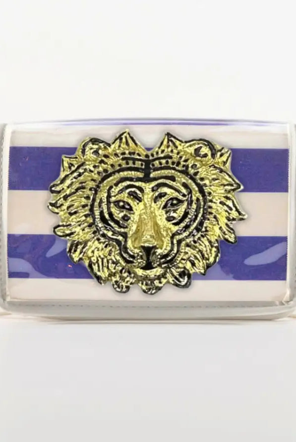 Petite Purple Stripe Clear Stadium Bag with Tiger-Briton Court
