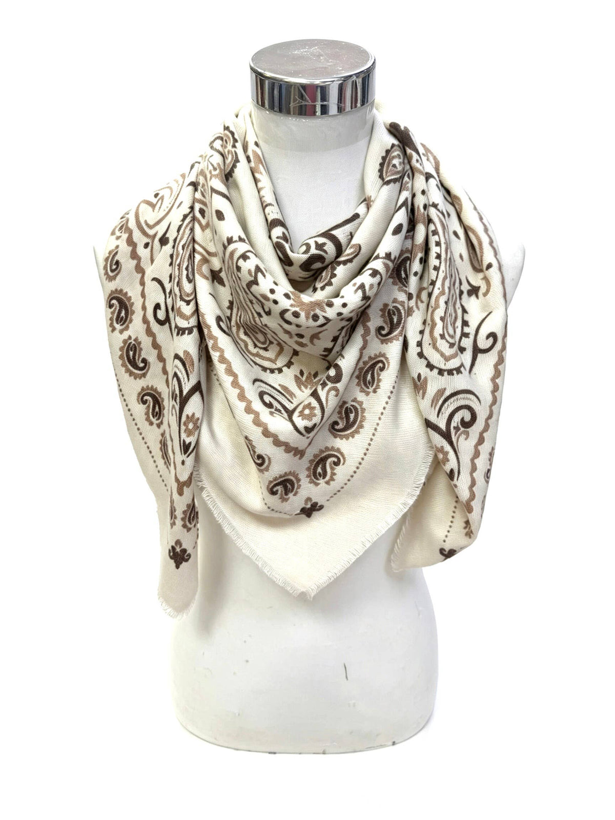 Large Woolen Square Bandana: Ivory-Briton Court