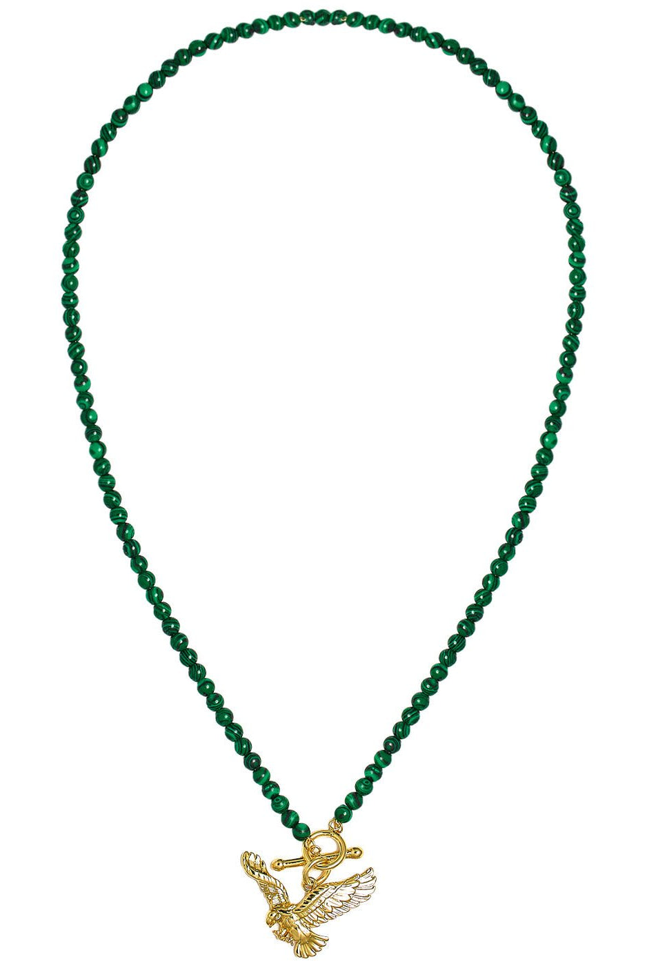Eagles Green Malachite Beaded Necklace - 18k Gold Plated-Briton Court
