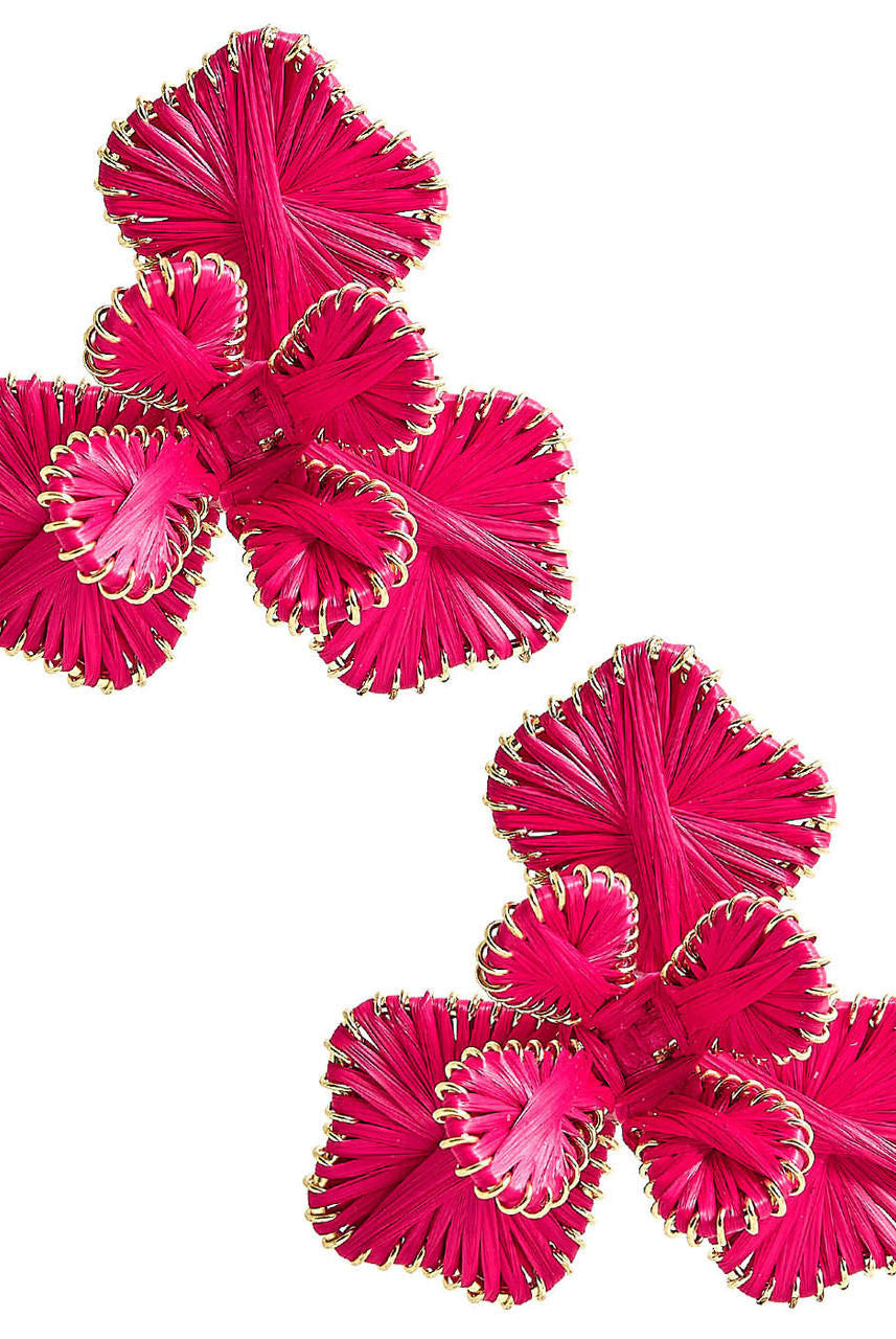 Kaia - Raffia Flower Earring-Briton Court