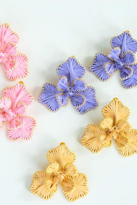 Kaia - Raffia Flower Earring-Briton Court