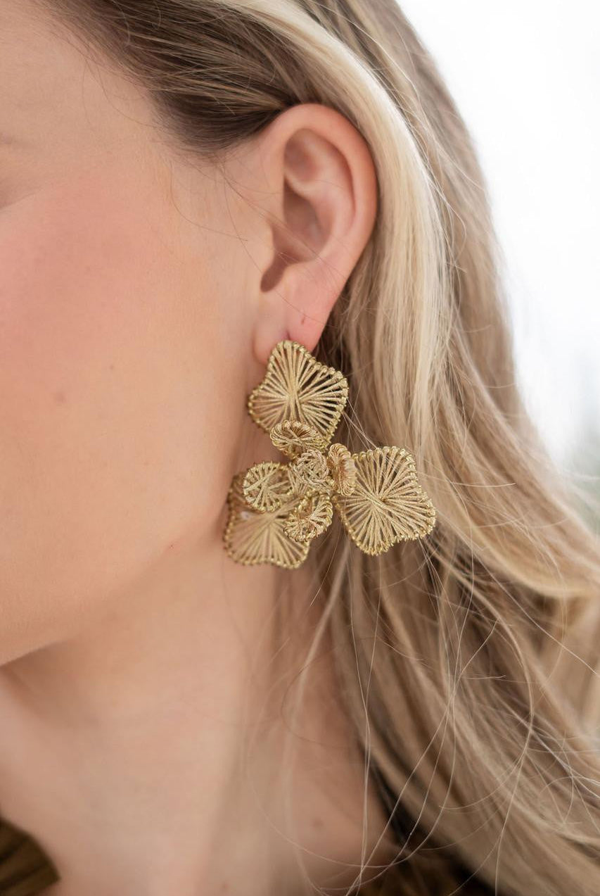 Kaia - Raffia Flower Earring-Briton Court
