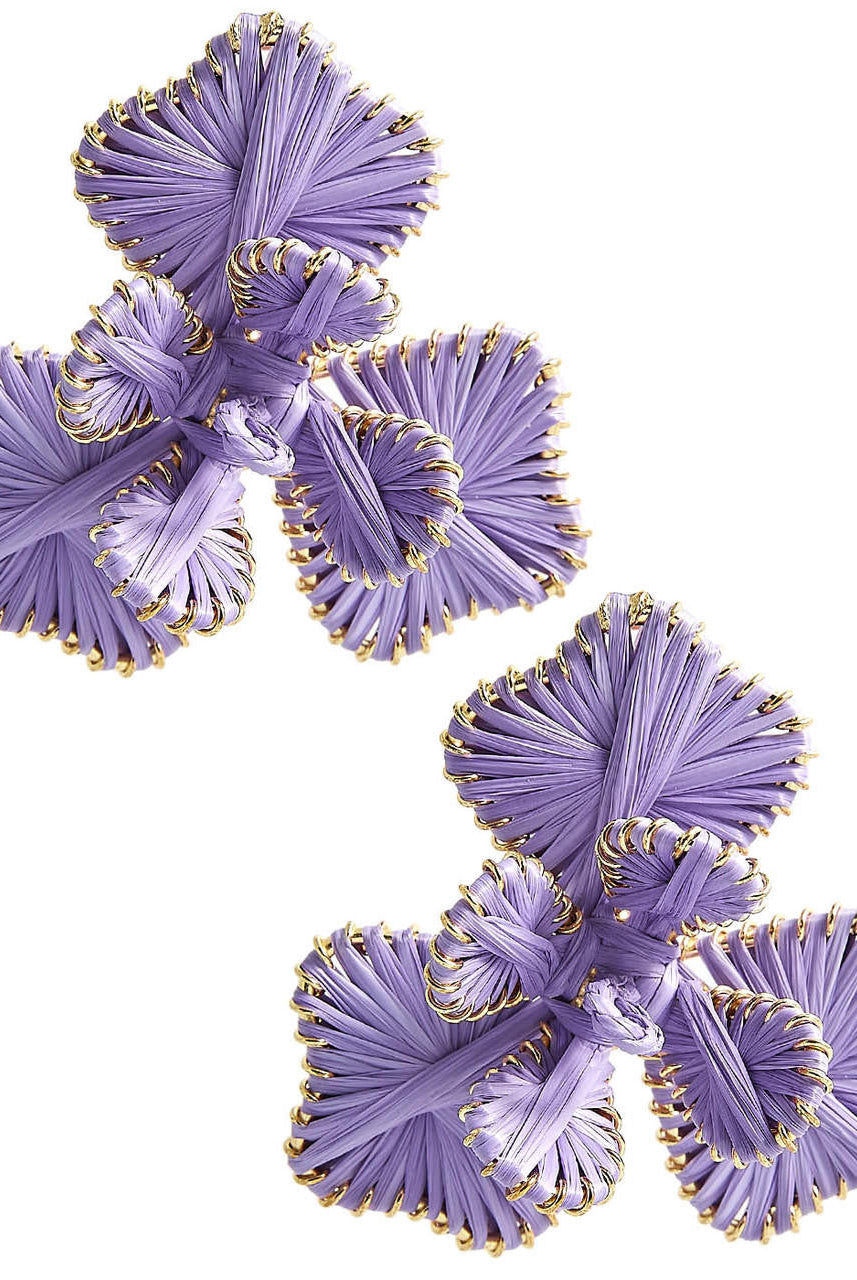 Kaia - Raffia Flower Earring-Briton Court