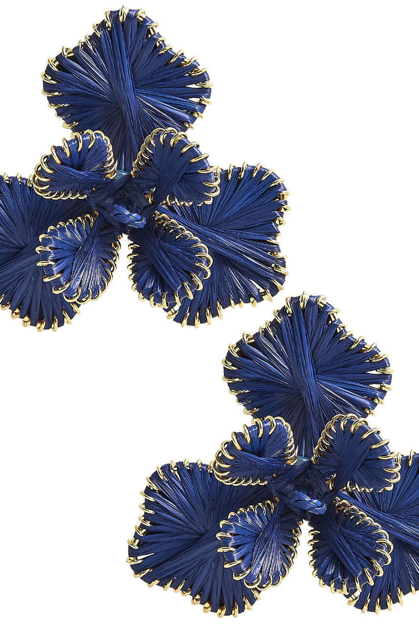 Kaia - Raffia Flower Earring-Briton Court