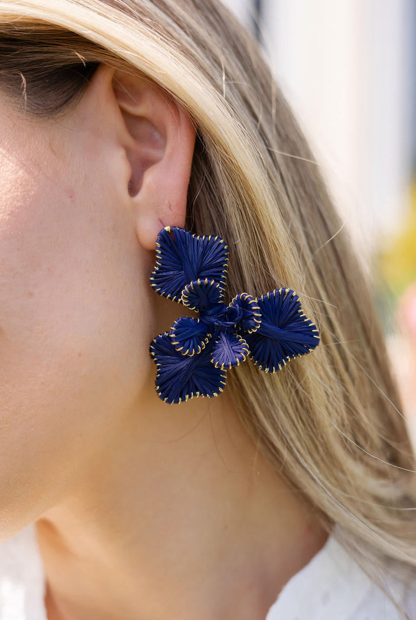 Kaia - Raffia Flower Earring-Briton Court