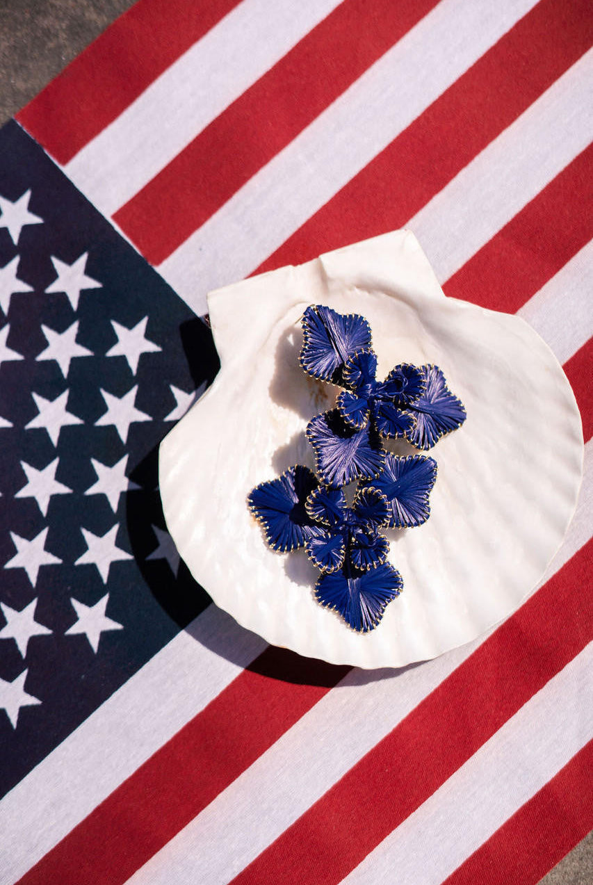 Kaia - Raffia Flower Earring-Briton Court