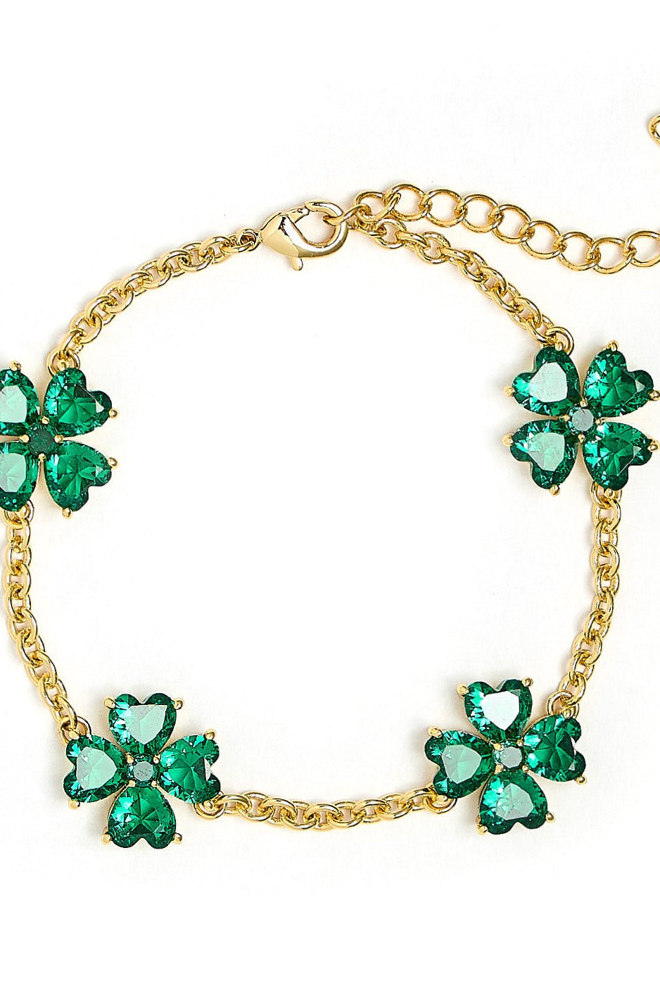 The Catherine Bracelet - Emerald Clover Stone adjustable Bracelet - 18k Gold Plated-Darby Clark Collection-Briton Court