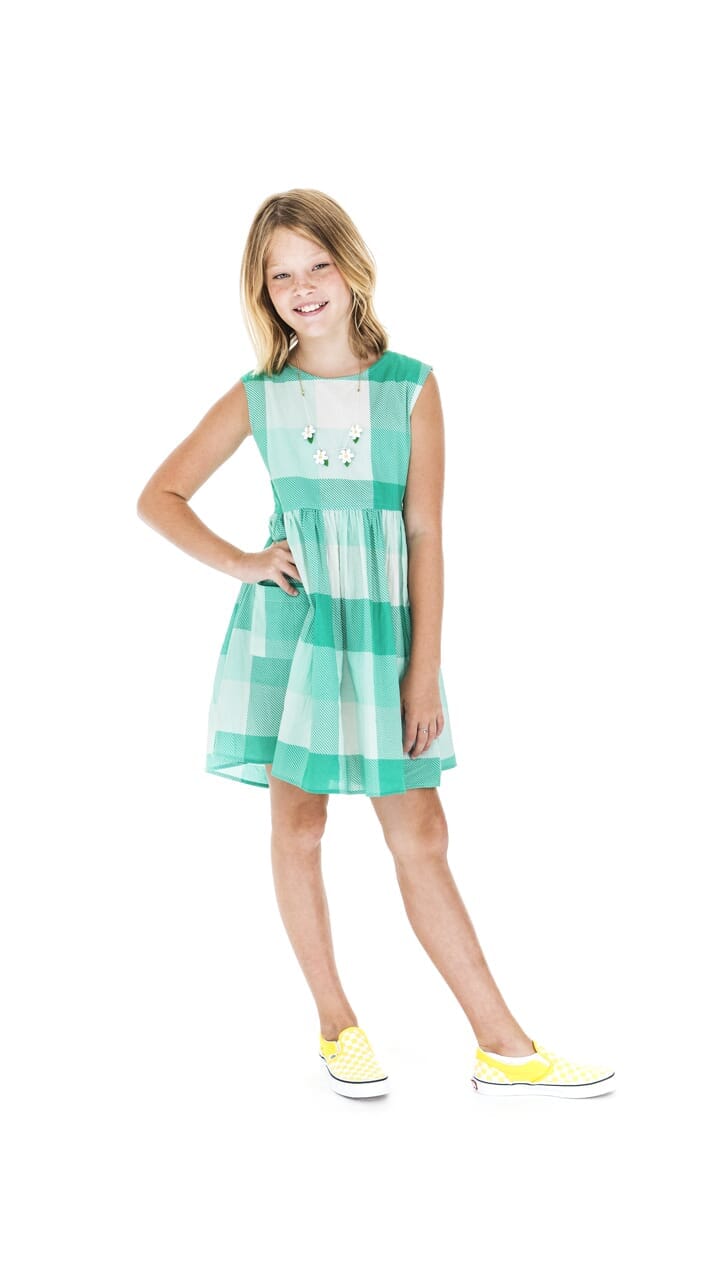 Girls Exploded Gingham Picnic Dress-Briton Court