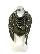 Large Woolen Square Bandana: Olive-Briton Court