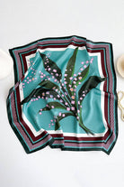 Paisley Print Satin Square Scarf: GREEN / One Size-Briton Court