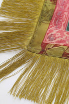Fringed Crane Print Square Scarf: GREEN / One Size-Briton Court