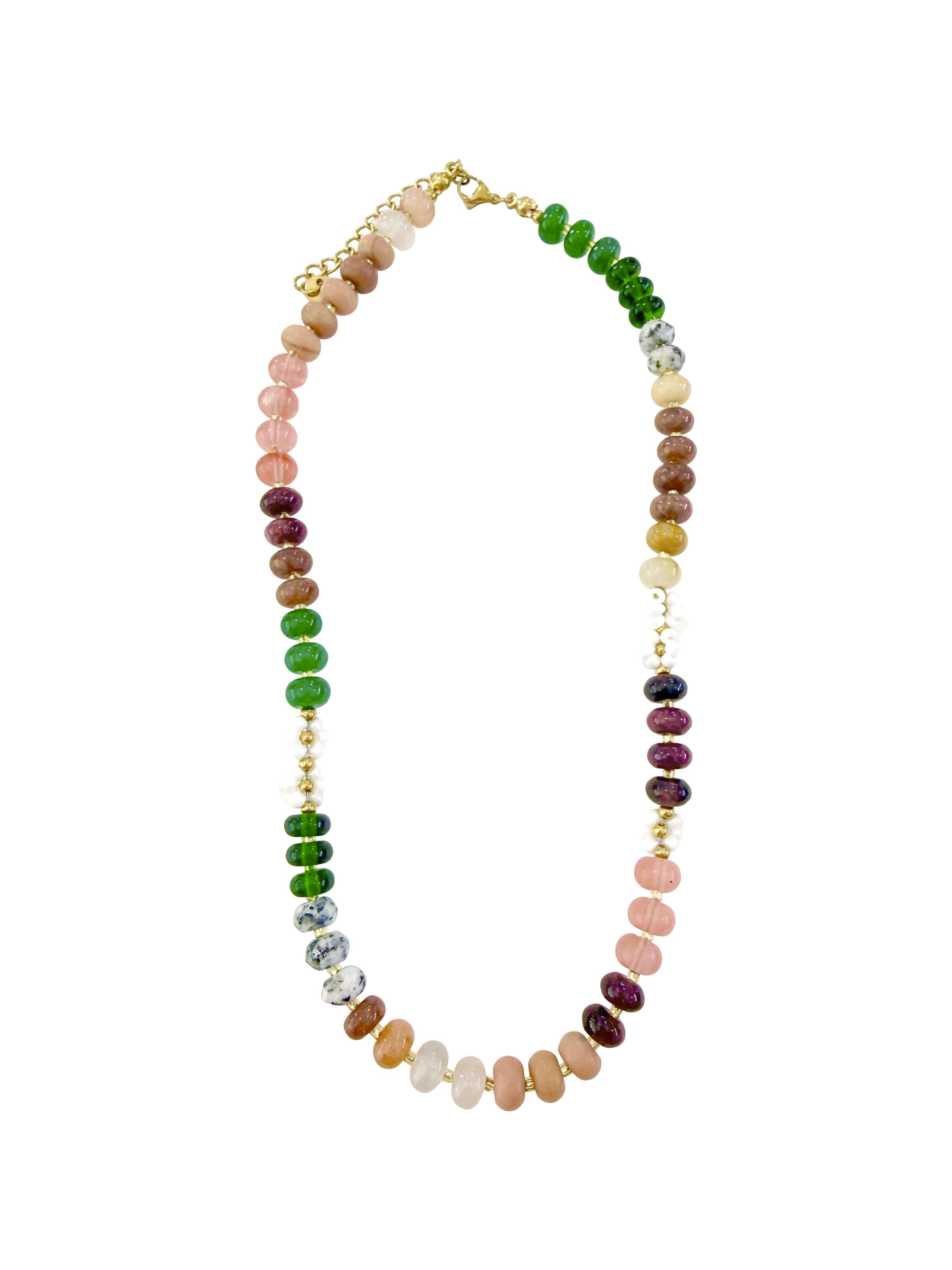 Dove Beaded Flower Necklace- Dark Multi-Briton Court